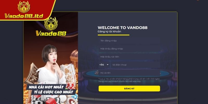 Đăng Ký Vando88 Cánh Cửa Đến Thiên Đường Trực Tuyến Đỉnh Cao 2 Hoàn thiện thông tin đăng ký VanDo88
