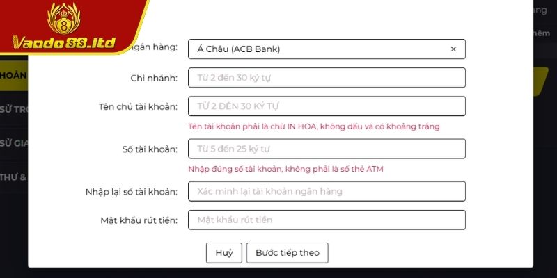 Rút Tiền VanDo88 Hướng Dẫn Chi Tiết An Toàn Cho Cược Thủ 2 Chi tiết các phương thức rút tiền VanDo88